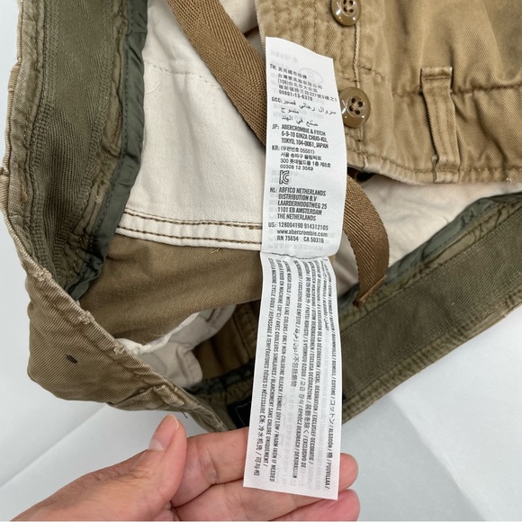 Abercrombie Fitch Shorts Mens 32 Button Fly Cargo Shorts Khaki Tan - Picture 8 of 10